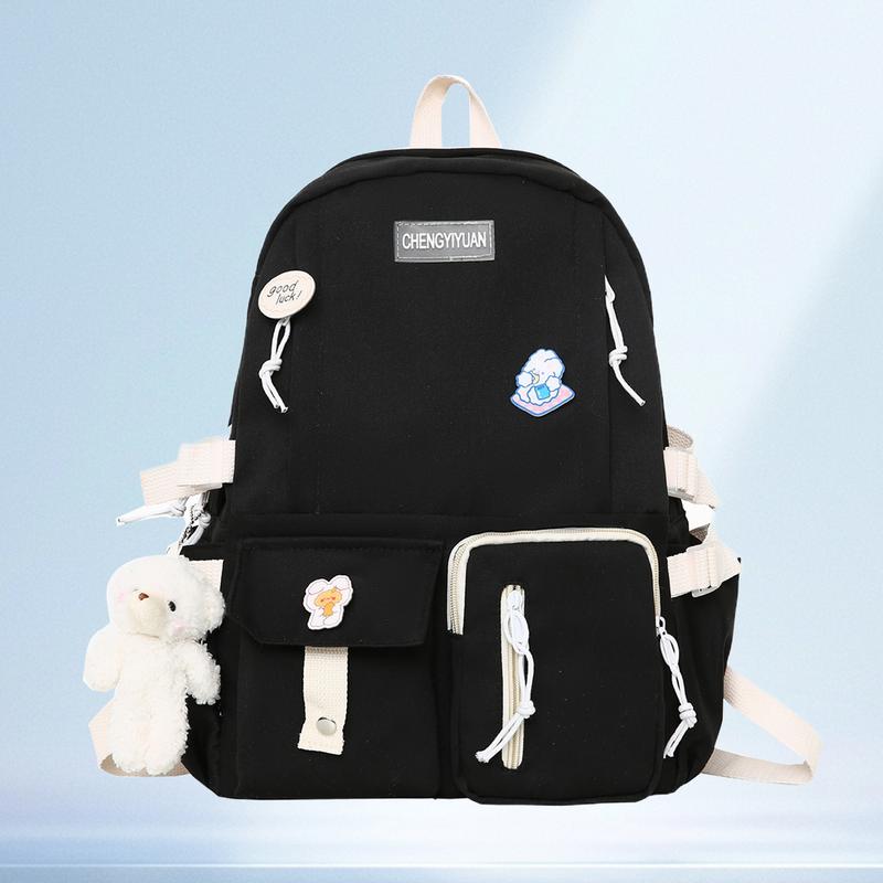 Women's Girls Casual Backpack Fashion School Bags with Cute Pendant Simple Style for Travel Outdoor Sport