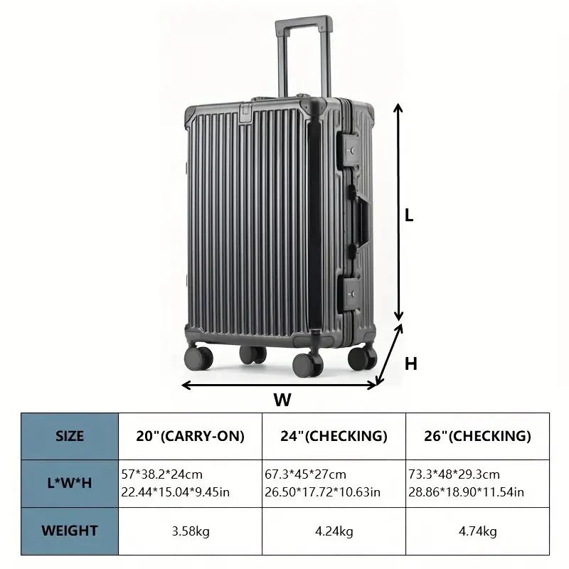 1pc Durable ABS+PC Hardshell Luggage With Reinforced Aluminum Frame, 360° Spinner Wheels, Key Lock, USB Charging Port, Foldable Cup Holder And Hook - Multi-Functional Suitcase For Travel And Business Trips, 3 Sizes (Carry-On - Checked) suitcase