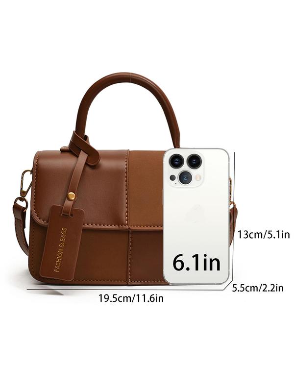 Women's Patchwork Design Crossbody Bag, Fashionable PU Leather Handbag for Daily Used, Casual Trendy Versatile High-quality Daily Commuting Bag