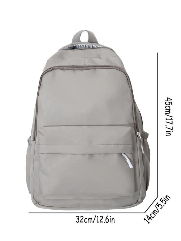 Casual Plain Zipper Backpack, Simple Versatile Computer Backpack for Women and Men, Fashion Backpack for Daily Used