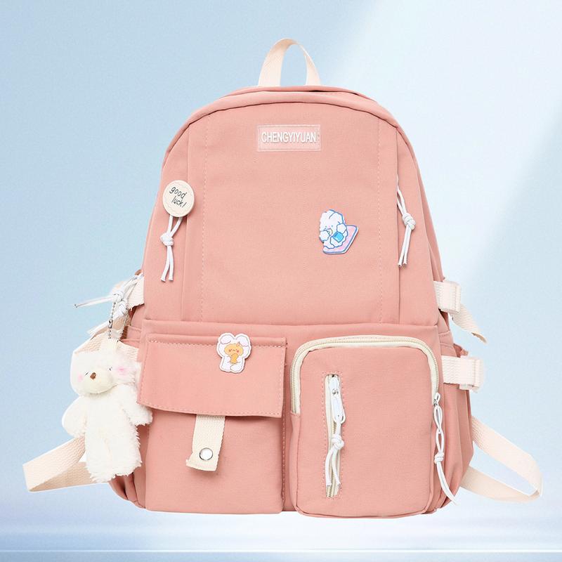 Women's Girls Casual Backpack Fashion School Bags with Cute Pendant Simple Style for Travel Outdoor Sport