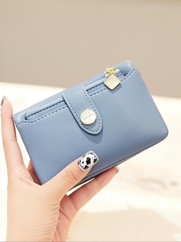 Women's Simple Plain Color Short Wallet,  Casual Versatile Zipper Wallet, Simple All-match Purse for Daily Life