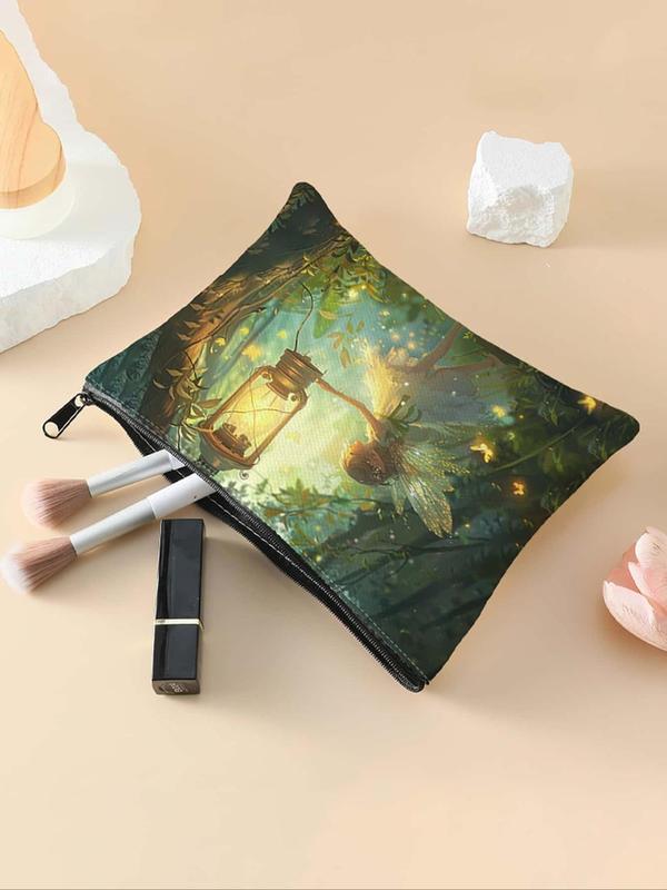 Cartoon Elf Print Makeup Bag, Multi-functional Storage Bag, Travel Makeup Bag, Suitable for Leisure Travel, Business Trips