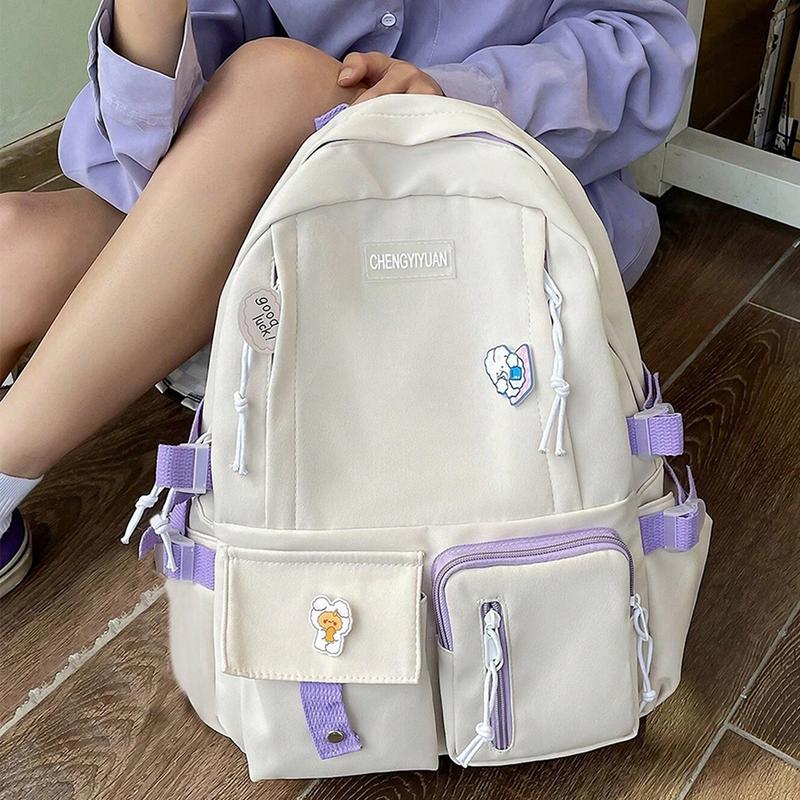 Women's Girls Casual Backpack Fashion School Bags with Cute Pendant Simple Style for Travel Outdoor Sport