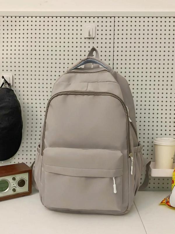 Casual Plain Zipper Backpack, Simple Versatile Computer Backpack for Women and Men, Fashion Backpack for Daily Used