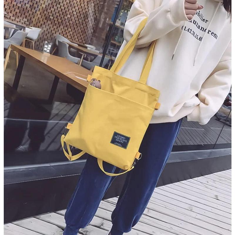 Simple multifunctional tote bag, shoulder bag with zipper, large capacity canvas backpack, multifunctional messenger bag, spacious and fashionable handbag, women's canvas shopping bag, shoulder bag with zipper, canvas messenger bag