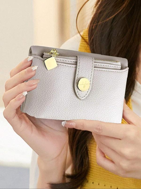 Women's Simple Plain Color Short Wallet,  Casual Versatile Zipper Wallet, Simple All-match Purse for Daily Life