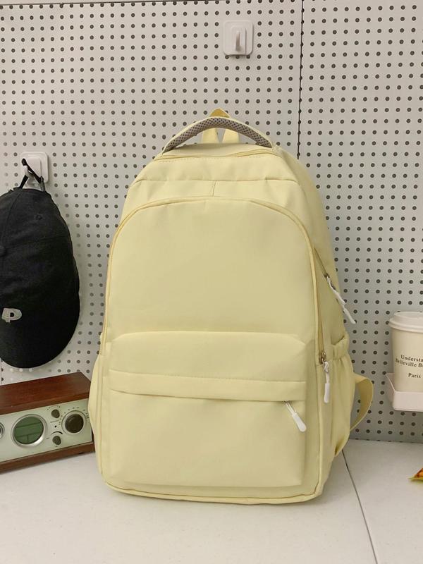 Casual Plain Zipper Backpack, Simple Versatile Computer Backpack for Women and Men, Fashion Backpack for Daily Used