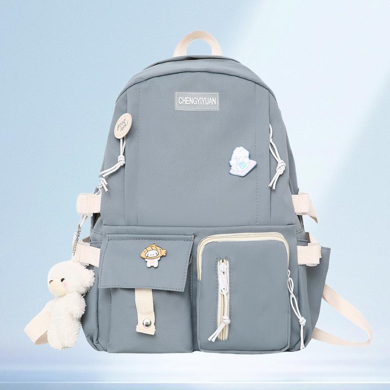 Women's Girls Casual Backpack Fashion School Bags with Cute Pendant Simple Style for Travel Outdoor Sport