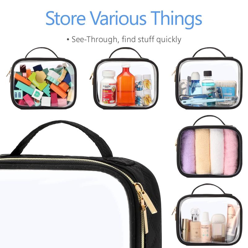 Clear TSA Approved Travel Toiletry Bag for Carry On Quart Size Transparent Pouch for Airport Security Reusable See Through Women Makeup Organizer Bag