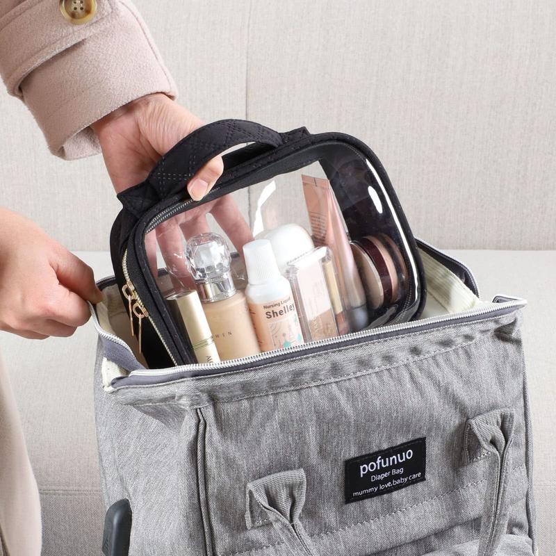 Clear TSA Approved Travel Toiletry Bag for Carry On Quart Size Transparent Pouch for Airport Security Reusable See Through Women Makeup Organizer Bag