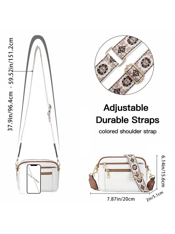 Women's Fashionable Embroidering Chain Decorated Crossbody Bag, Casual Versatile Shoulder Bag for Daily Used, Trendy All-match Commuter Bag