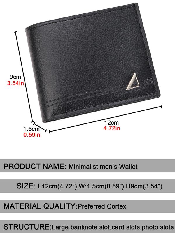 Men's Business Minimalist Bifold Wallet, 2024 New Simple Plain Pu Leather Wallet with Credit Card Holder for Men, Casual Trendy Wallet for Daily Use