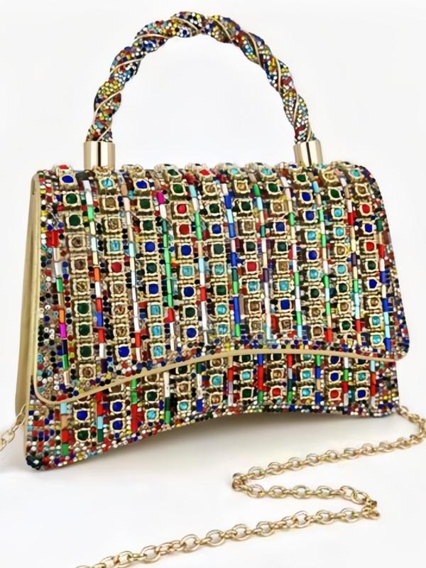 Women's Rhinestone Decorated Evening Bag, Fashionable Chain Strap Crossbody Bag for Party, Trendy All-match & Exquisite Bag for Birthday Gift