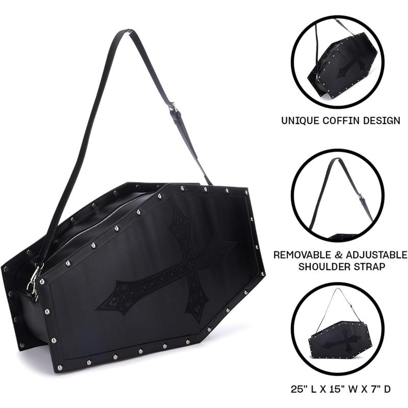 Weight Coffin Weekender by Widow - Coffin Shape Bag Made From Vegan Leather,  for Spooky Getaways - Black