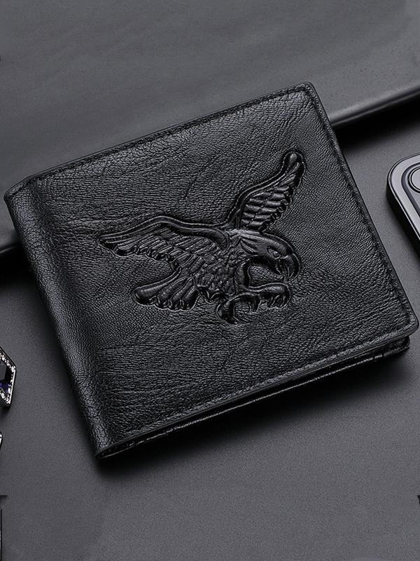 Men's Eagle Pattern Short Wallet,  Casual Pu Leather Vintage Card Holder, Casual Trendy Versatile High-quality Daily Wallet for Men for Birthday Gift