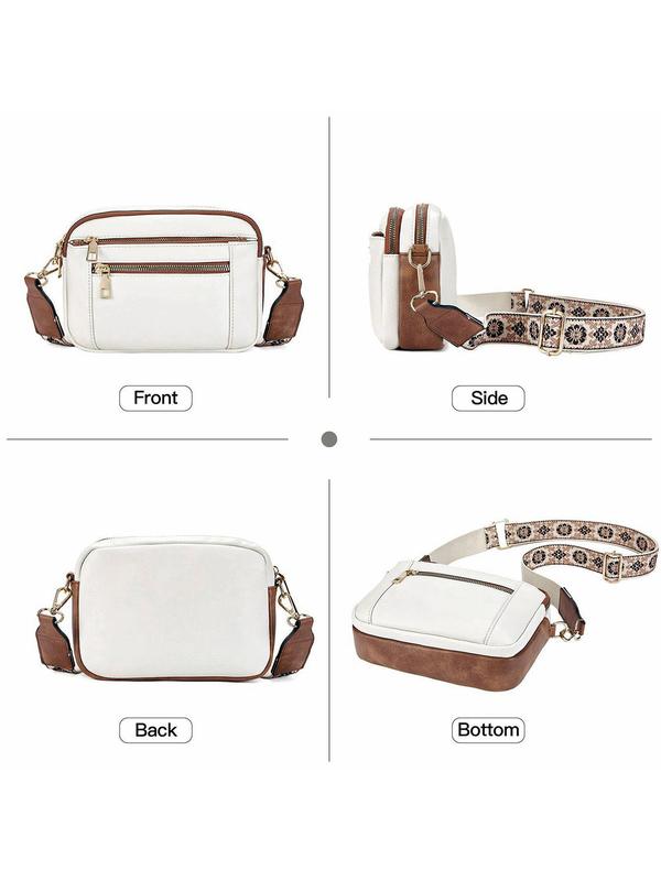 Women's Fashionable Embroidering Chain Decorated Crossbody Bag, Casual Versatile Shoulder Bag for Daily Used, Trendy All-match Commuter Bag