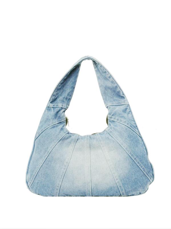 Women's Fashionable Denim Shoulder Bag, 2024 New Style Casual Versatile Zipper Shoulder Bag for Daily Used As Gifts, Trendy All-match Bag for Commute, Work, Travel, Fall Outfits, Fall Freshness