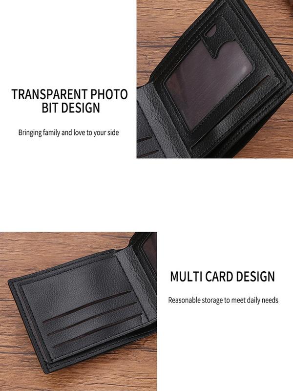 Men's Business Minimalist Bifold Wallet, 2024 New Simple Plain Pu Leather Wallet with Credit Card Holder for Men, Casual Trendy Wallet for Daily Use