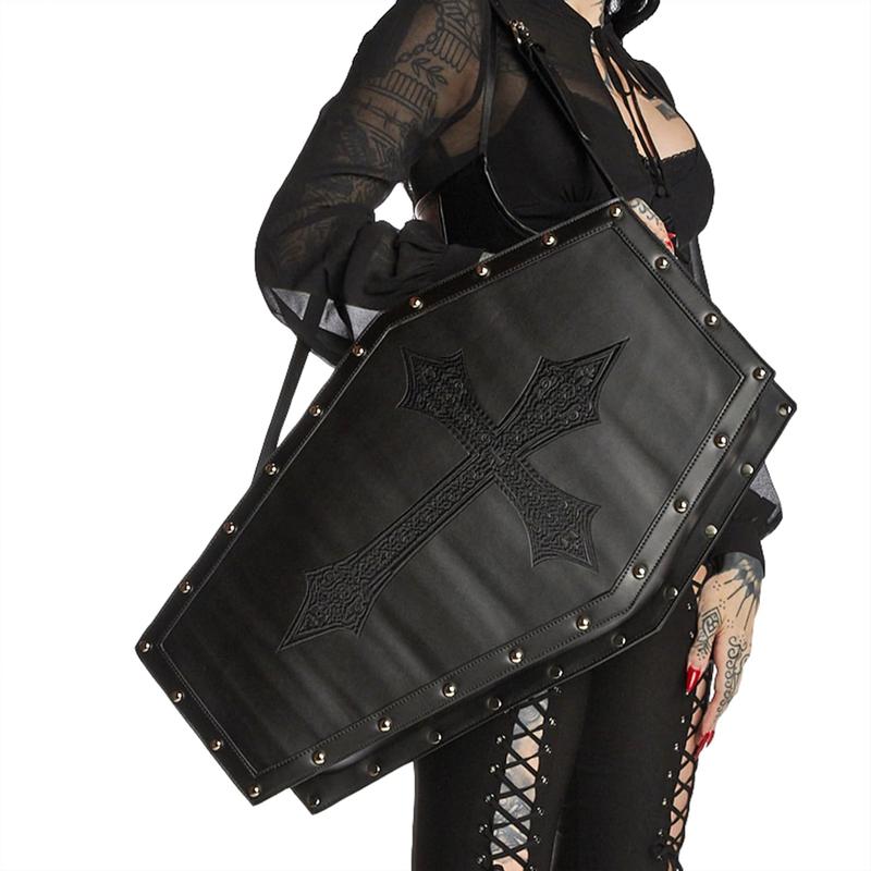 Weight Coffin Weekender by Widow - Coffin Shape Bag Made From Vegan Leather,  for Spooky Getaways - Black