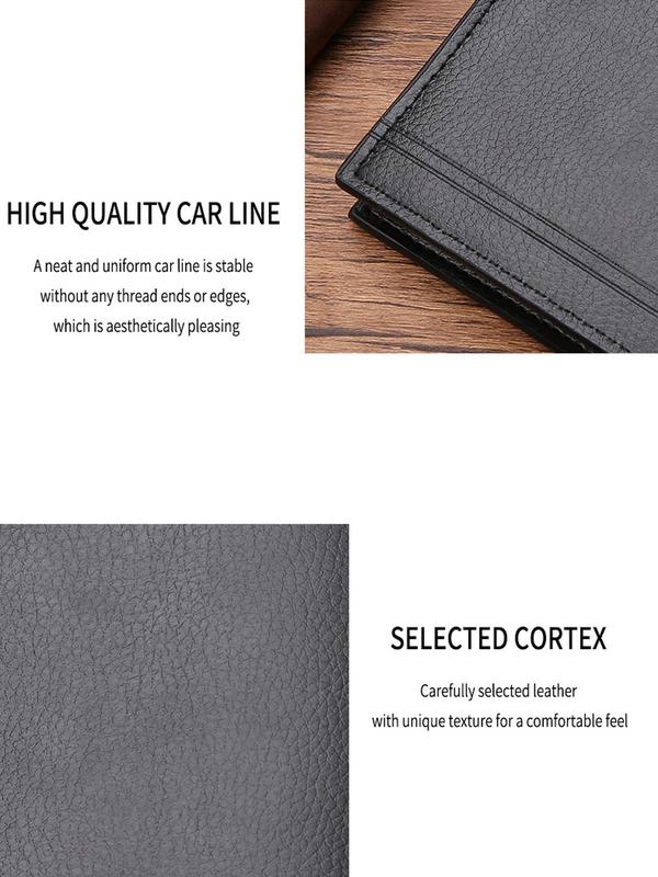 Men's Business Minimalist Bifold Wallet, 2024 New Simple Plain Pu Leather Wallet with Credit Card Holder for Men, Casual Trendy Wallet for Daily Use