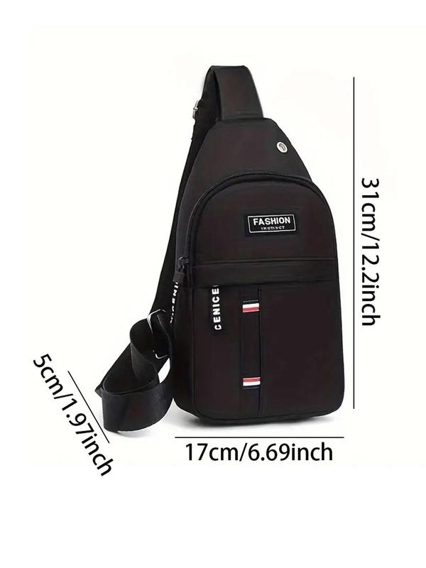 Men's Casual Plain Zipper Chest Bag, Fall Outfits, Fall Freshness, 2024 New Style Large Capacity Multifunctional Backpack for Travel Sport Camping, Sling Bag with Earphone Hole