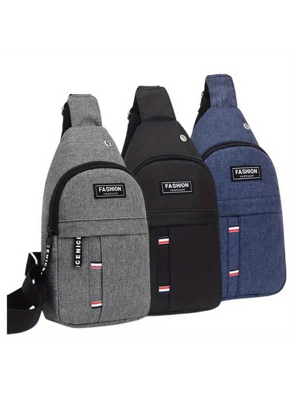 Men's Casual Plain Zipper Chest Bag, Fall Outfits, Fall Freshness, 2024 New Style Large Capacity Multifunctional Backpack for Travel Sport Camping, Sling Bag with Earphone Hole