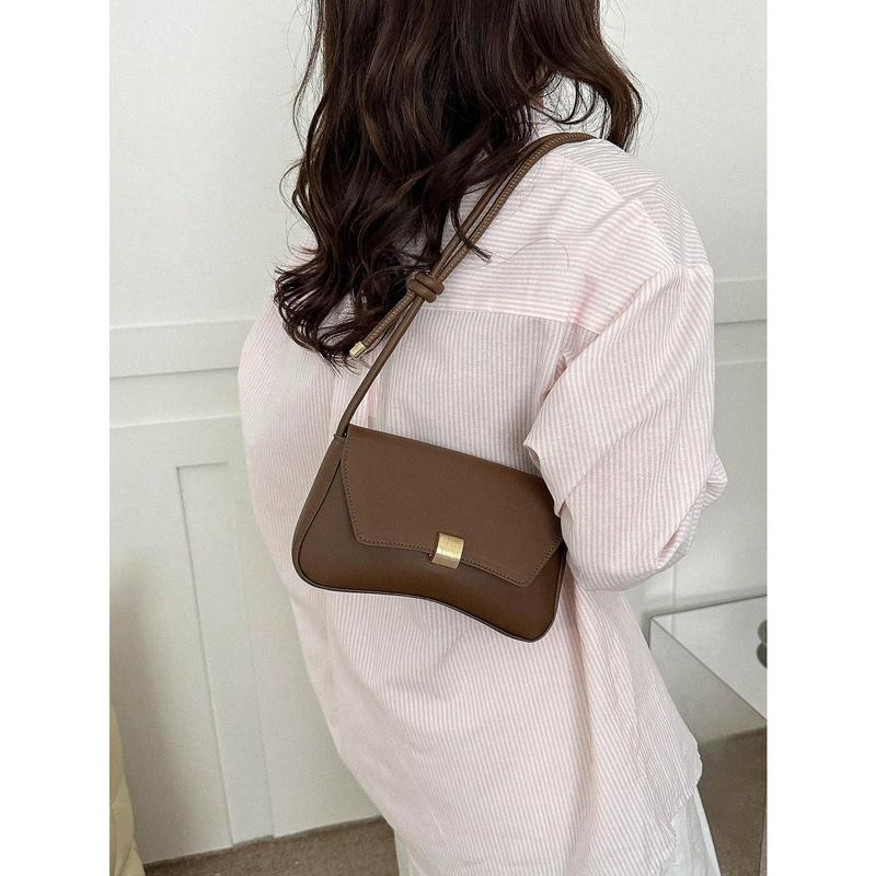 Retro Lightweight,Business Casual Chocolate Brown Flap Bag Vintage PU For Teen Girls Women College Students,Rookies & White-Collar Workers Perfect For Office,College,Work ,Business,Commute,Outdoors, Travel, Outings