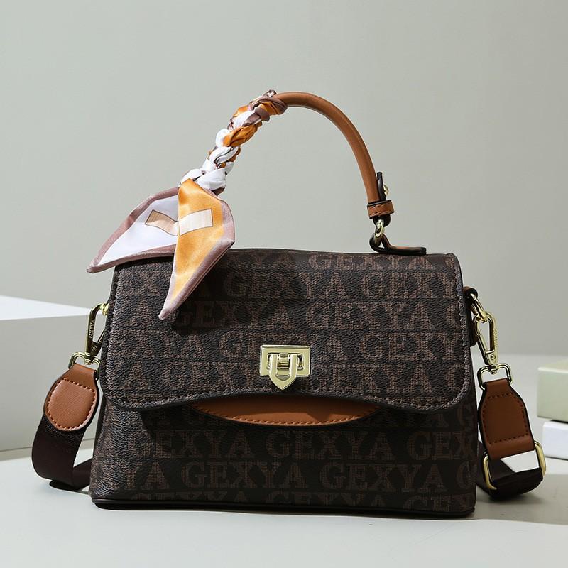 E71-New women's crossbody bag, small square bag, soft leather large capacity shoulder bag, letter printed handbag