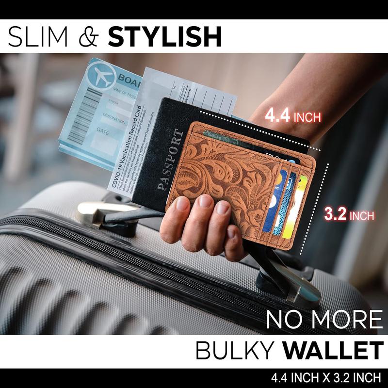 Leather Slim Minimalist Wallet for Men and Women -RFID Blocking Front Pocket Thin Credit Card Holder Stylish Wallets