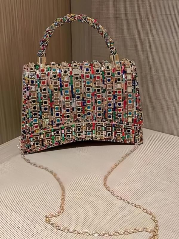 Women's Rhinestone Decorated Evening Bag, Fashionable Chain Strap Crossbody Bag for Party, Trendy All-match & Exquisite Bag for Birthday Gift