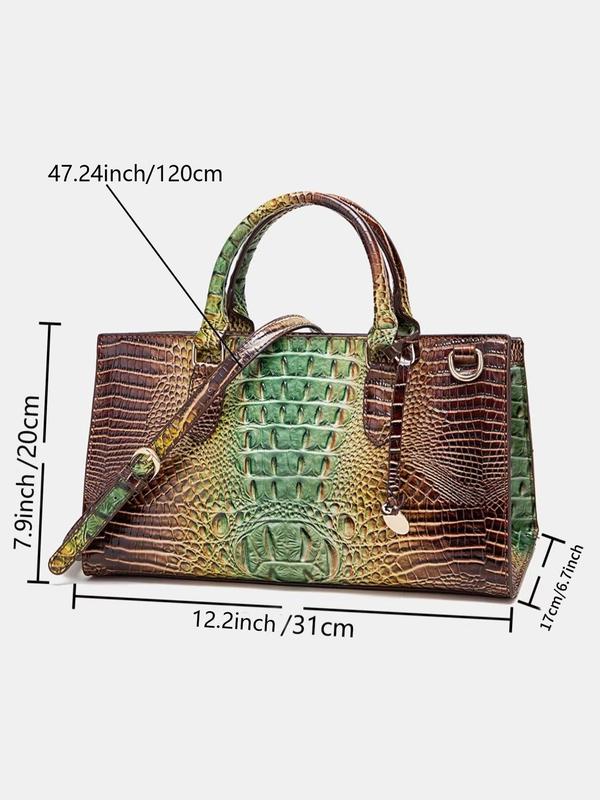 Women's Fashion Crocodile Embossed Handbag, Casual Versatile Zipper Shoulder Bag for Daily Used, Trendy High-quality Daily Commuting Bag, Girl Fashionable Bag