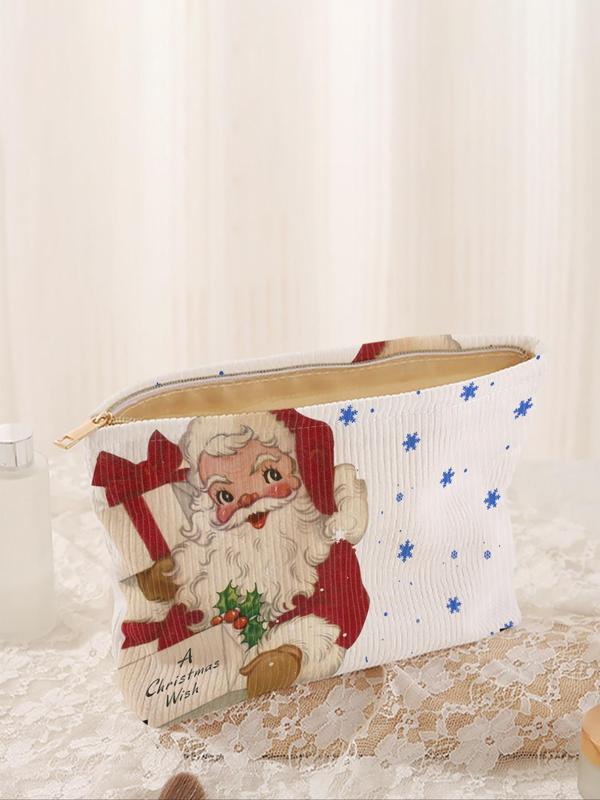 Christmas Style Santa Claus Pattern Makeup Bag, Casual Fashion Multi-functional Storage Bag, Travel Makeup Bag, Suitable for Women & All Kinds Of Occasions