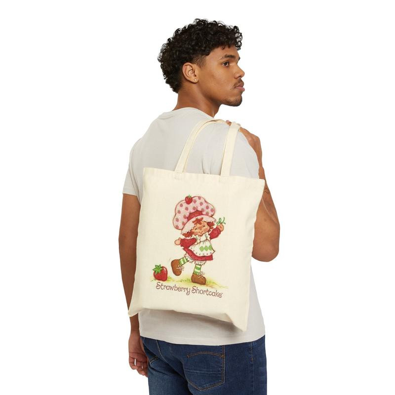 90's Iconic Strawberry Cotton Canvas Tote Bag