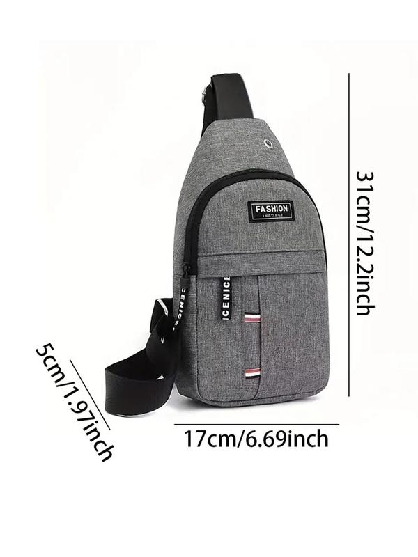 Men's Casual Plain Zipper Chest Bag, Fall Outfits, Fall Freshness, 2024 New Style Large Capacity Multifunctional Backpack for Travel Sport Camping, Sling Bag with Earphone Hole