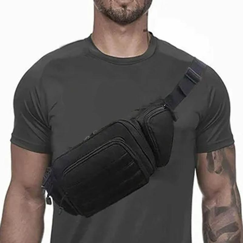 Versatile Shoulder Crossbody Bag for Men Women Multi Zipper Pockets Chest Bag Lightweight Waist Bag for Outings