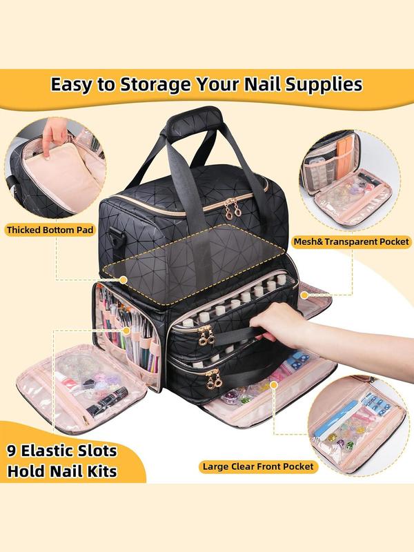 Large Capacity Nail Polish Storage Bag, Nail Art Tool Storage Bag with 2 Pockets, Travel Bag for Nail Art Tools, Perfect Gift for Nail Artists & Girls