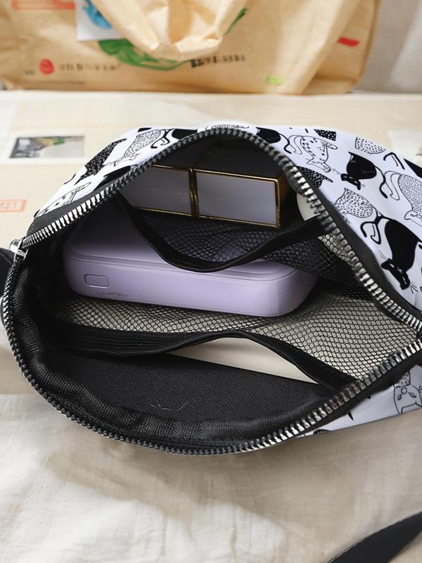 Cute Cat Pattern Fanny Pack, Large Capacity Travel Organizer, Portable Travel Crossbody Bag, Casual and Stylish Crossbody Bag with Zipper Closure