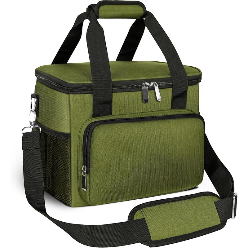 Lunch Box for Men Women,Insulated Lunch Bag Cooler Bag,Leak-Proof Large Beach Cooler Adult Lunch Box for Work Picnic Travel, Large Size, Army Green