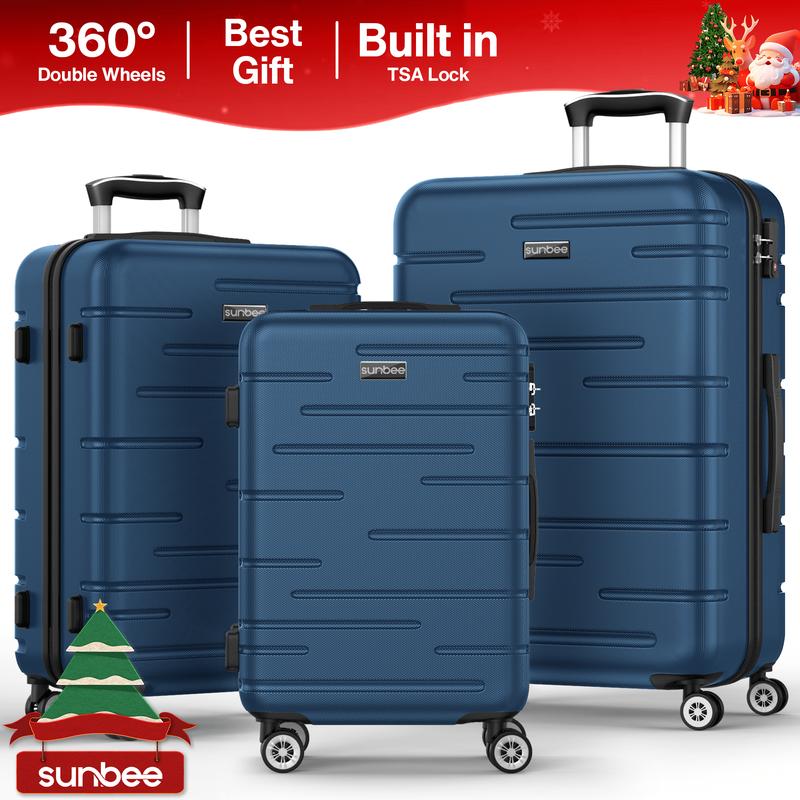 Sunbee 3 Piece Luggage Sets Hardshell Hardside TSA Lock Lightweight Durable Spinner Wheels Suitcase