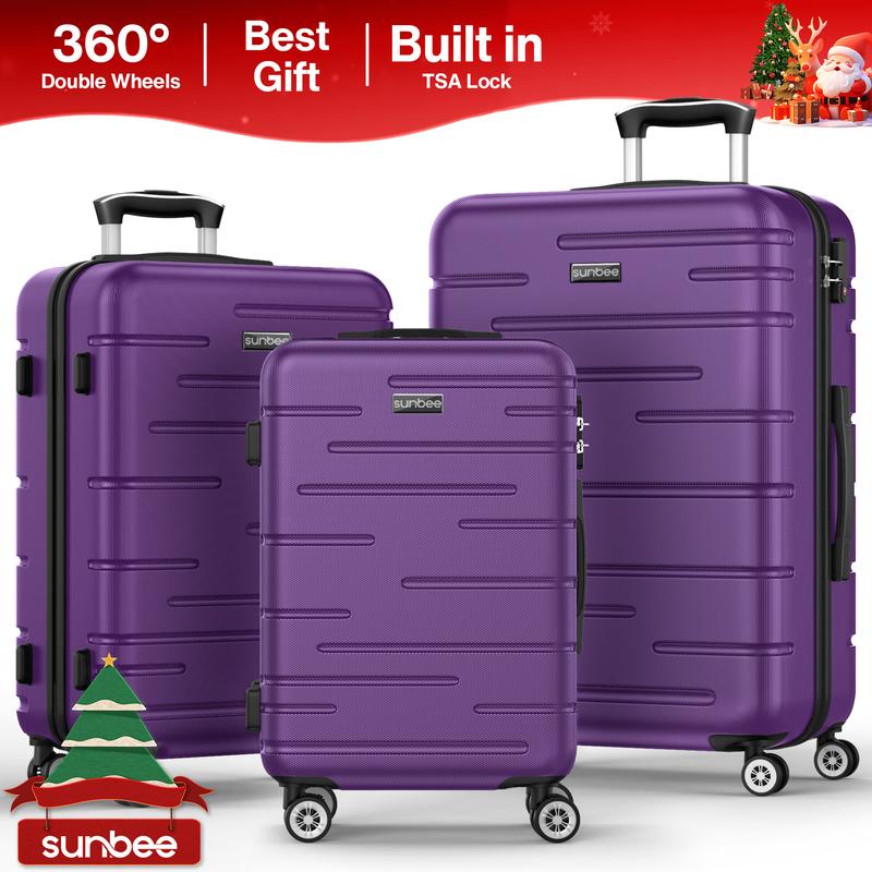 Sunbee 3 Piece Luggage Sets Hardshell Hardside TSA Lock Lightweight Durable Spinner Wheels Suitcase