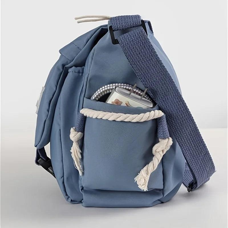 Nylon Messenger Bag Men Shoulder Bag Trendy Men's Messenger Bag, Student School Bag, Solid Color Crossbody Bags for Men Handbag