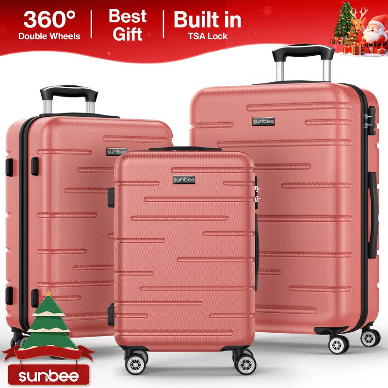 Sunbee 3 Piece Luggage Sets Hardshell Hardside TSA Lock Lightweight Durable Spinner Wheels Suitcase