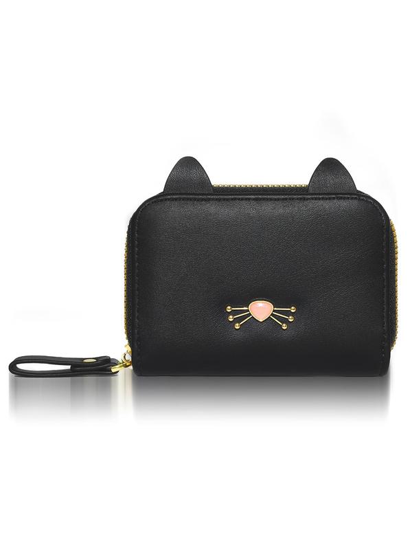 Cute Cat Design Card Holder, Casual Zipper Card Holder for Daily Use, Multi Card Slot PU Leather Money Saving Wallet, Everyday Bag with Holiday Birthday Gifts To Family