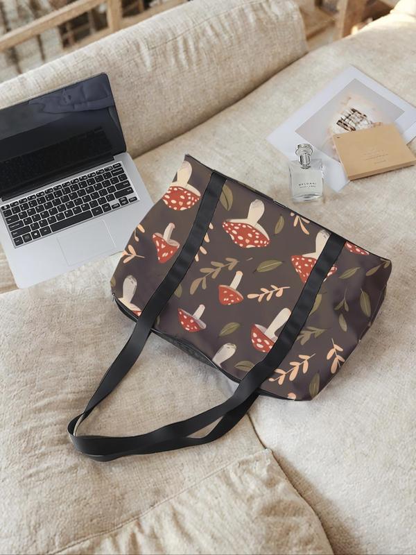 Mushroom Print Travel Bag, Large Capacity Travel Bag, Portable Overnight Bag, Fashion Travel Bag, Yoga Training Bag, Travel Essentials