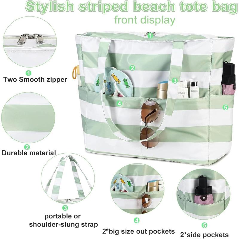 LOIDOU Large Tote Beach Bag Waterproof Sandproof Beach Pool Bag with Zipper & Wet Pockets Shoulder Bag Travel Grocery