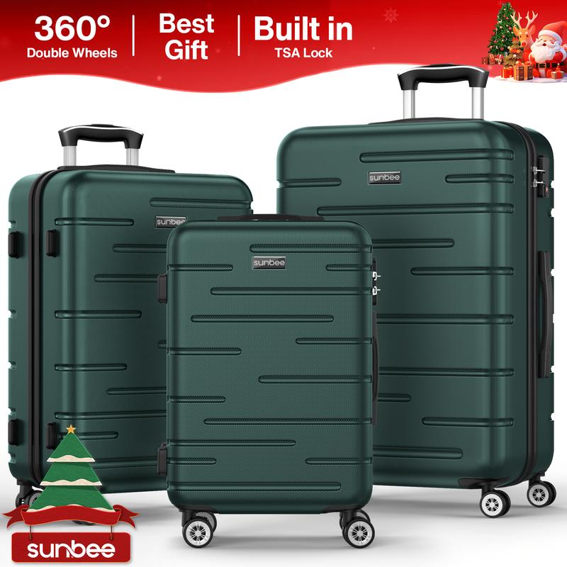 Sunbee 3 Piece Luggage Sets Hardshell Hardside TSA Lock Lightweight Durable Spinner Wheels Suitcase