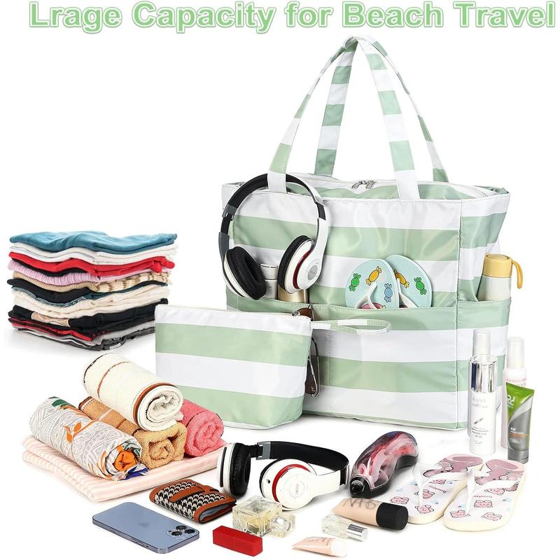 LOIDOU Large Tote Beach Bag Waterproof Sandproof Beach Pool Bag with Zipper & Wet Pockets Shoulder Bag Travel Grocery