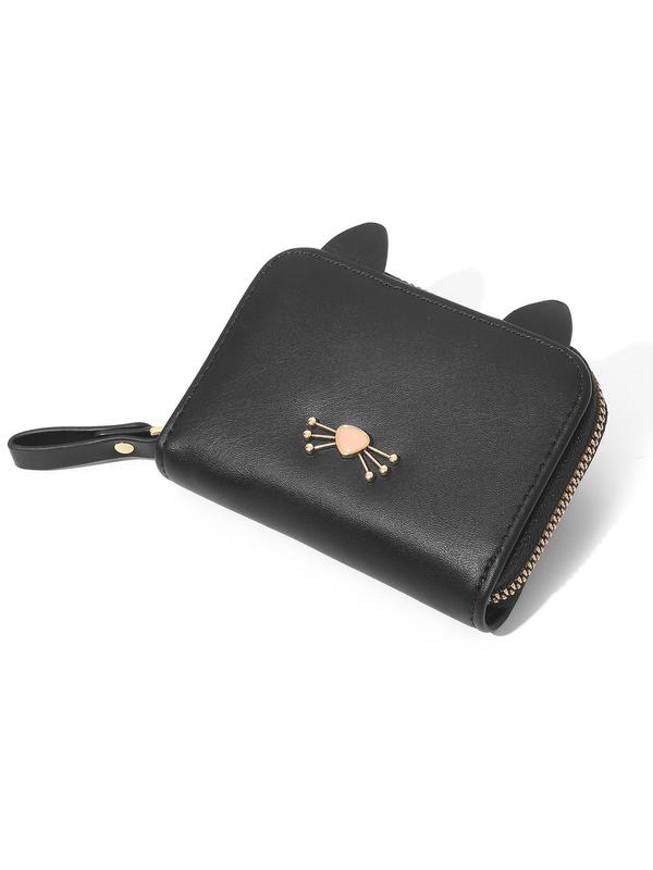 Cute Cat Design Card Holder, Casual Zipper Card Holder for Daily Use, Multi Card Slot PU Leather Money Saving Wallet, Everyday Bag with Holiday Birthday Gifts To Family