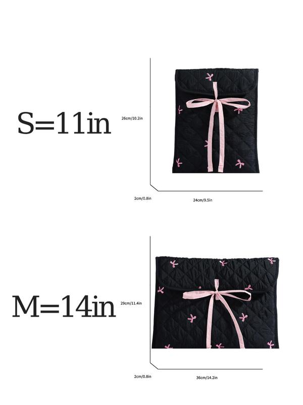 Women's Cute Bowknot Decor Laptop Bag, Fashionable All Over Print Tablet Bag for Daily Used, Casual Trendy Versatile High-quality Daily Commuting Bag